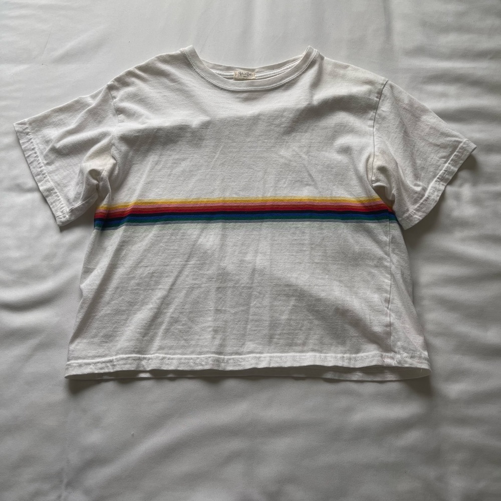 Brandy Melville (John Galt) Rainbow Cropped tee